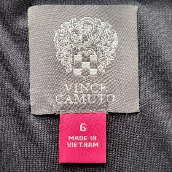 Vince Camuto Bodycon Dress Size 6 Black Aqua Asymmetrical Neck Sparkle Ruching - Picture 8 of 13